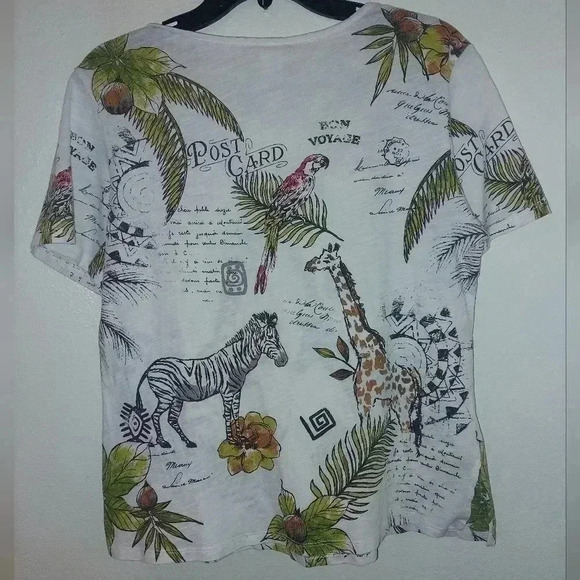 Jess & Jane T-shirt Vacation Safari Animals Embellished Size Small - Picture 2 of 6